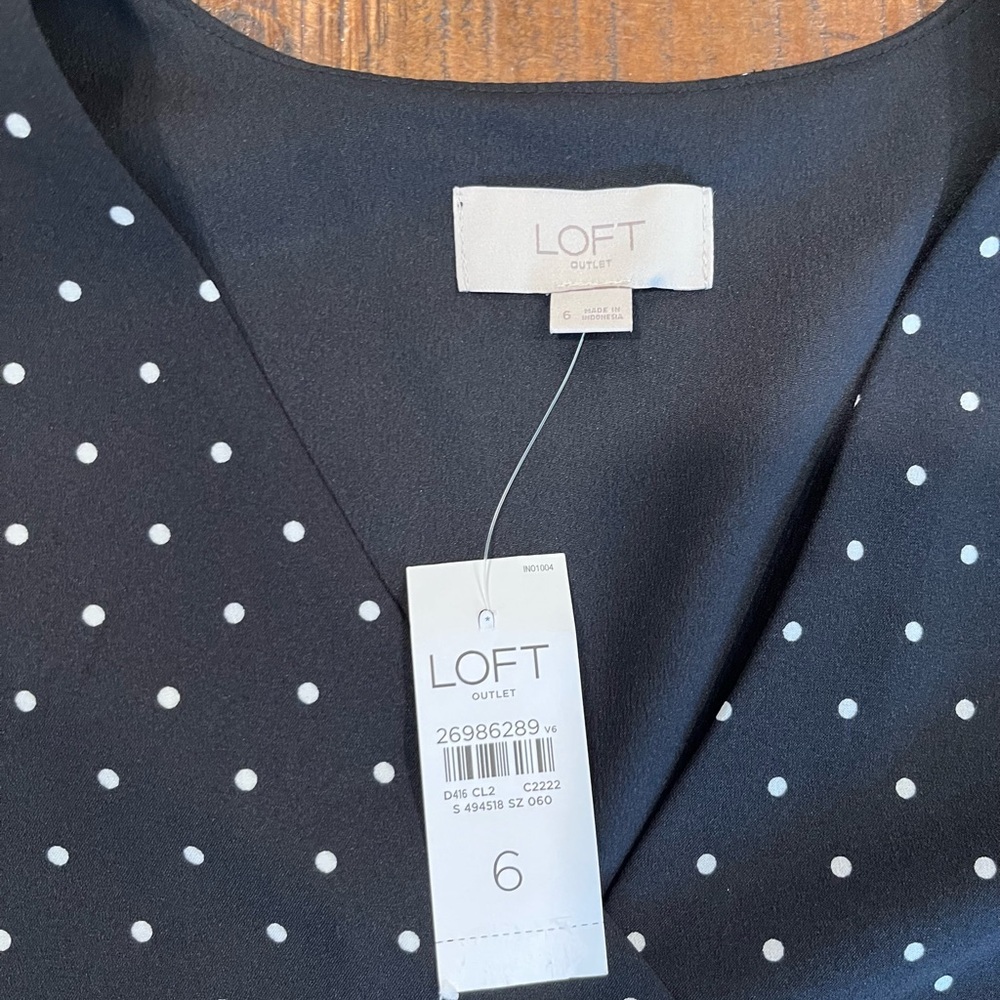 LOFT Black Wrap Romper with Ruffled 3/4 Sleeves - Picture 2 of 4